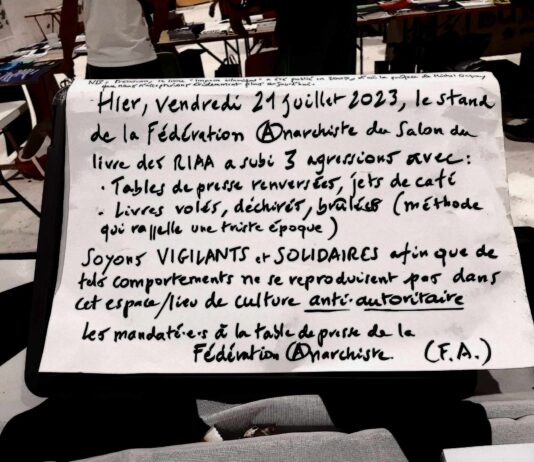 Ανακοίνωση των διεθνών σχέσεων της Γαλλόφωνης Αναρχικής Ομοσπονδίας