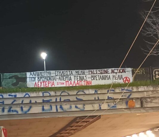 Αλληλεγγύη στα έγκλειστα μέλη της Palestine Action, που βρίσκονται σε απεργία πείνας στα βρετανικά κελιά